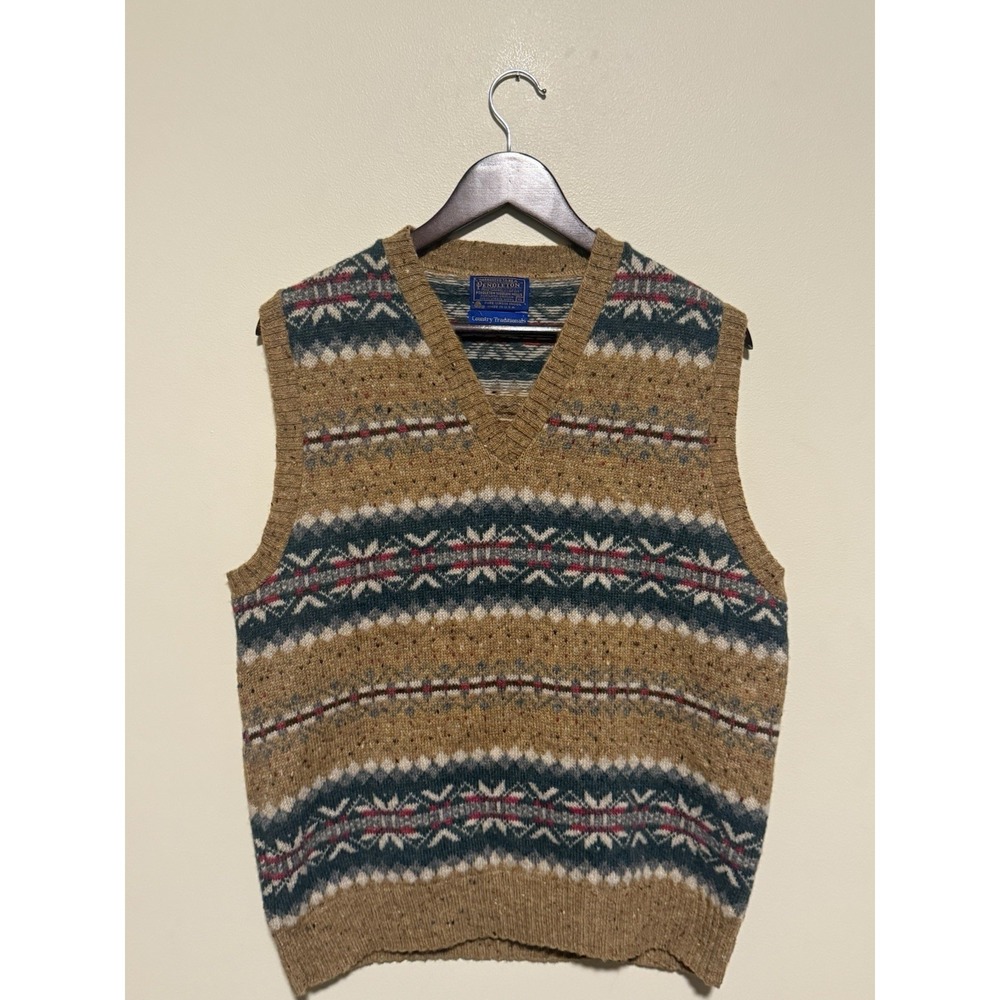 PENDLETON - 100% Pure Virgin Wool - Mens Argyle XL Sweater Vest Made in USA